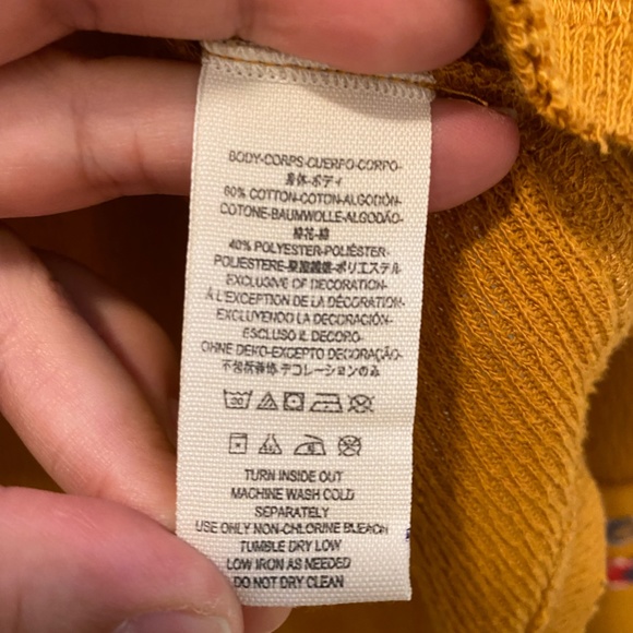 We the Free Mustard Yellow Thermal Waffle Knit with Tribal Colorful Arrows - Picture 6 of 10